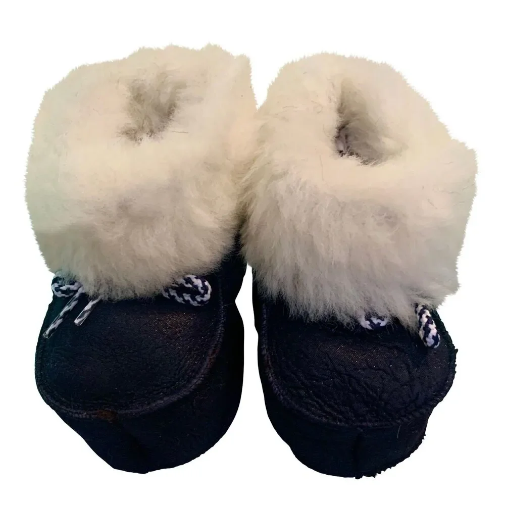 Cozy Lambskin Baby Toddler Booties: Soft Suede, Fur Lining for Warmth, Comfort